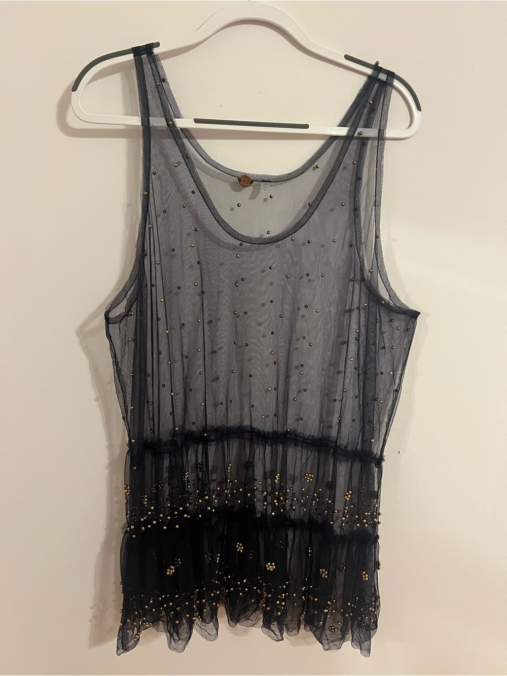 Free People Metallic Gray Sheer Embellished Tank - Picture 1 of 7